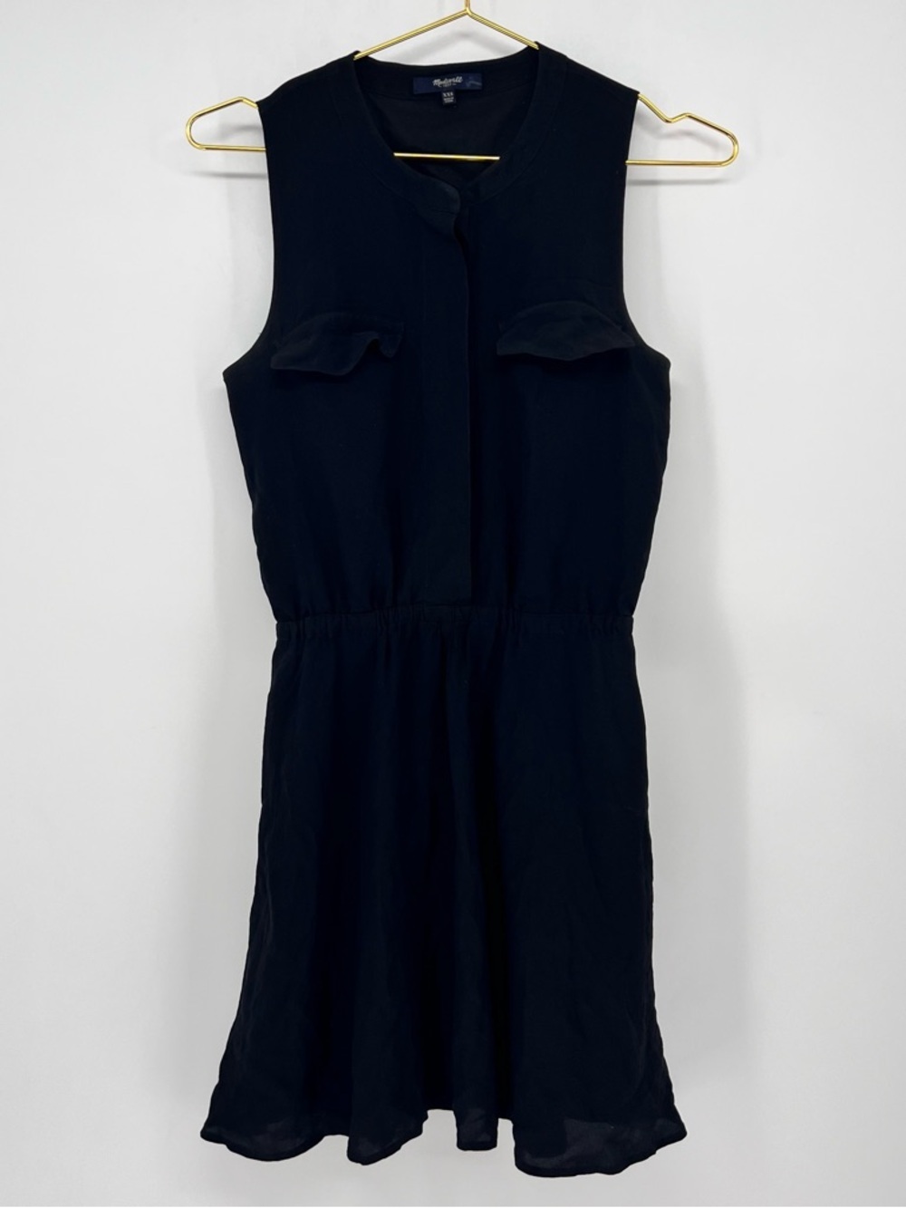 Madewell black 100% silk sleeveless button-front dress - Picture 5 of 5